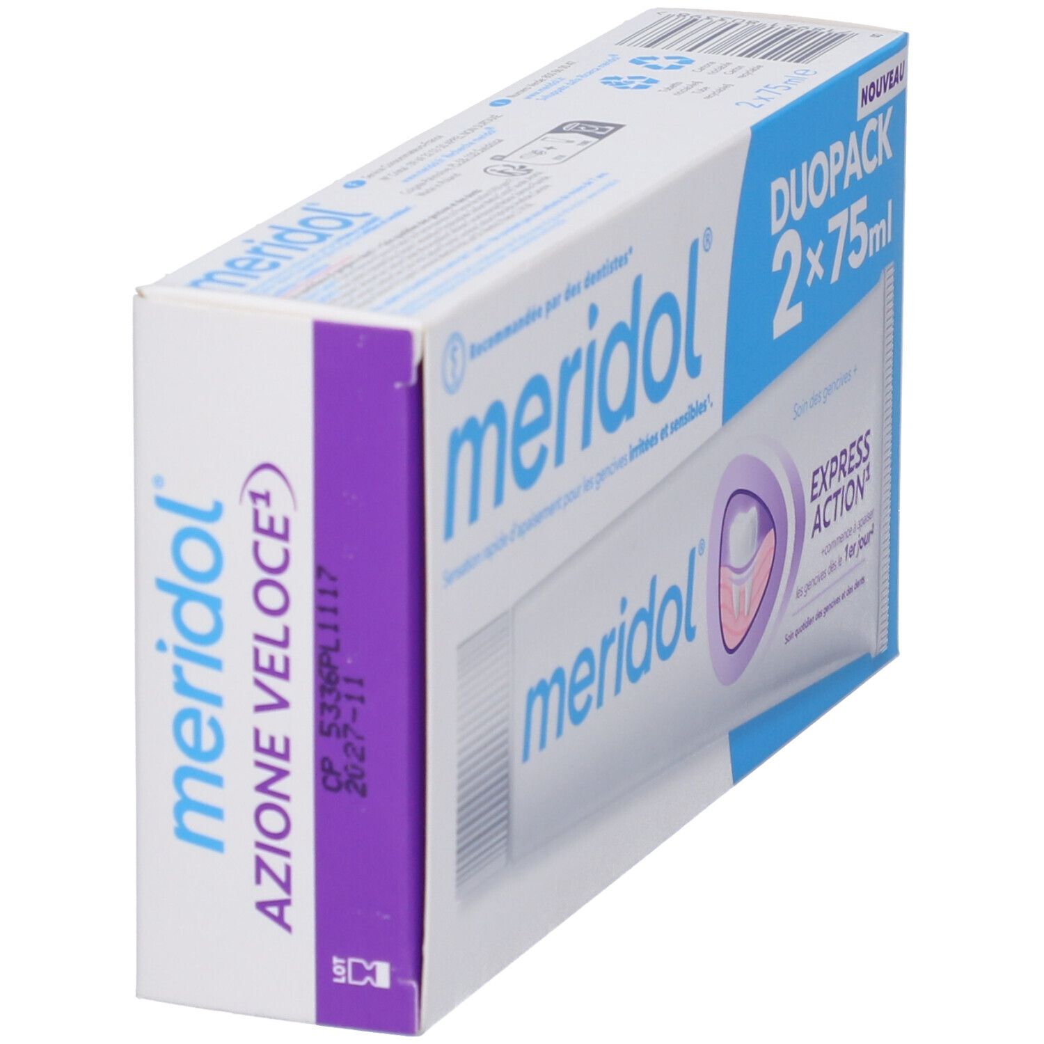 Meridol Duopack Zahnpasta, 2x 75ml, mit Express Action.