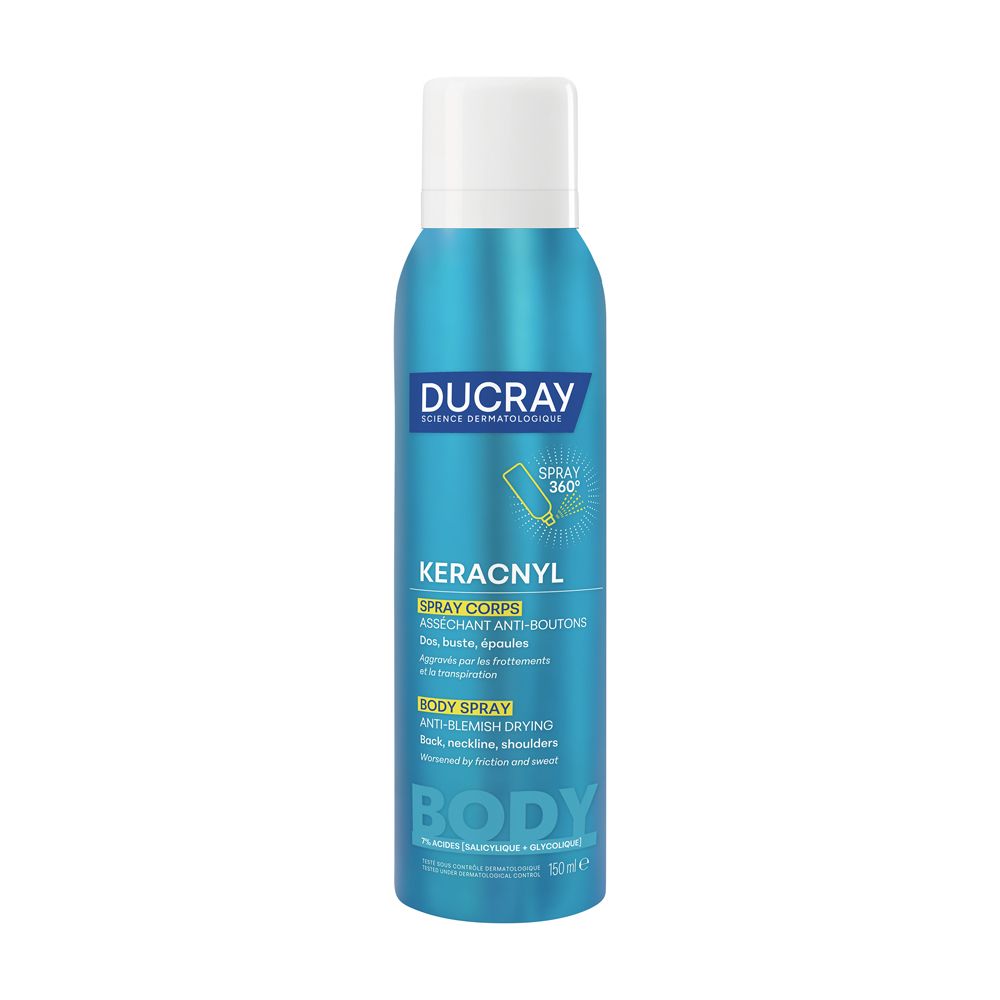 Ducray Keracnyl spray corpo disseccante anti-imperfezioni, acido salicilico 150 ml