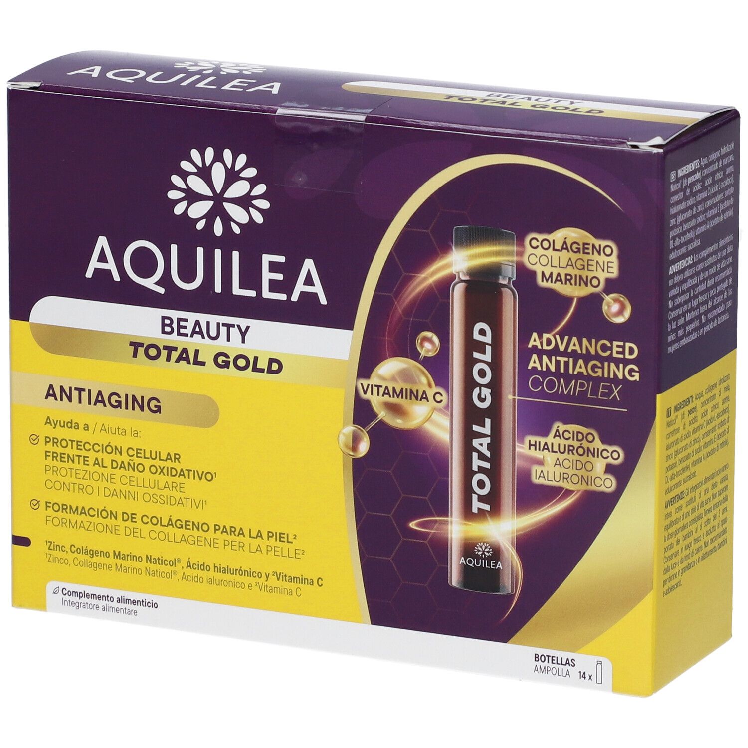 Aquilea Beauty Total Gold Integratore Di Collagene Antiage Per La Protezione Cellulare 14 Fialette - Immagine 4