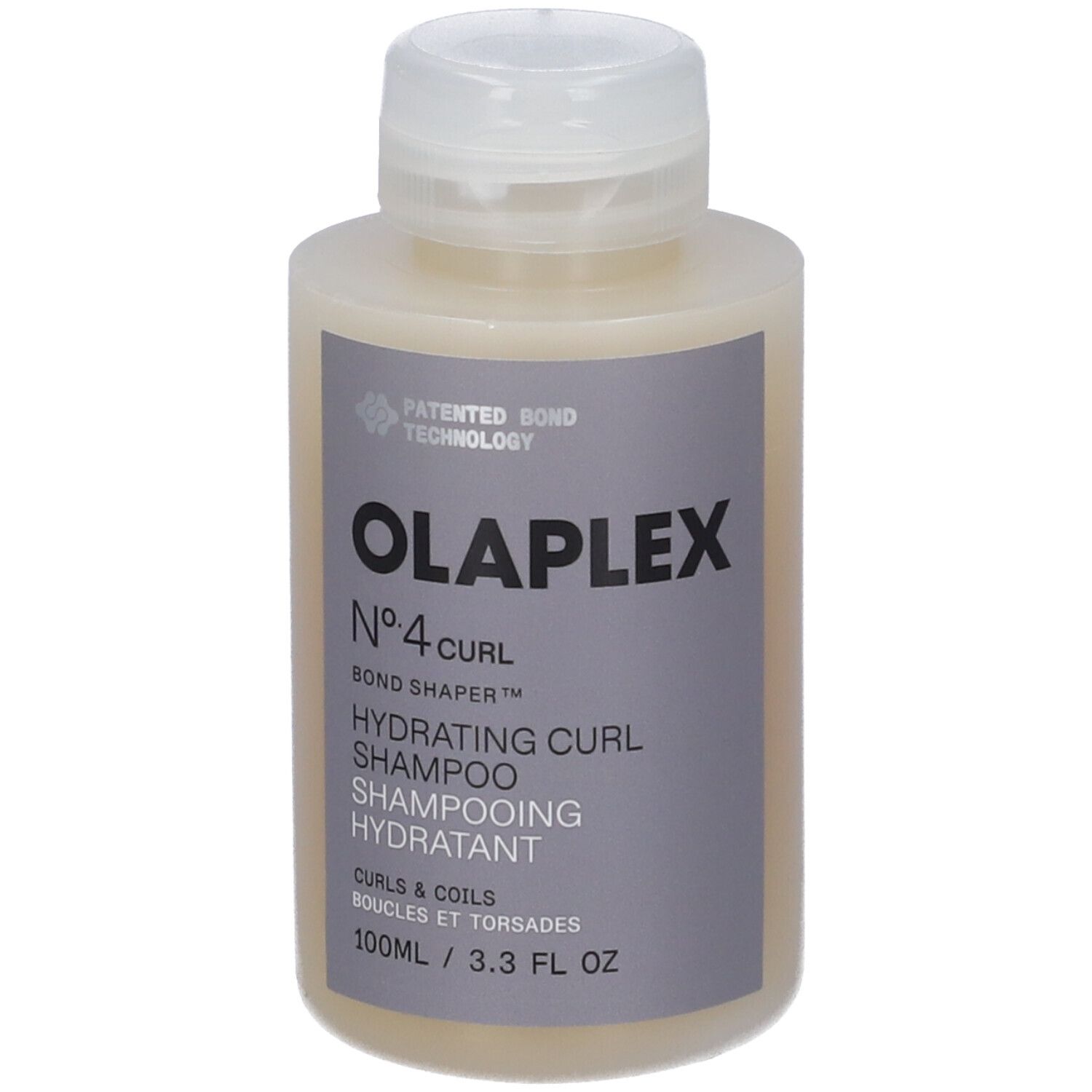 Flacone di shampoo idratante Olaplex No. 4 Curl da 100ml.