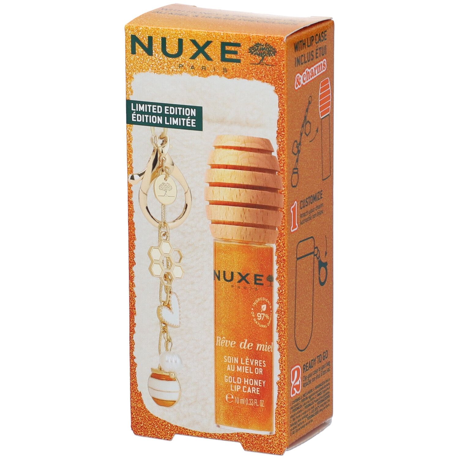 Nuxe Kiss Crush Reve de Miel Trattamento Labbra al Miele Dorato Limited Edition con Charm