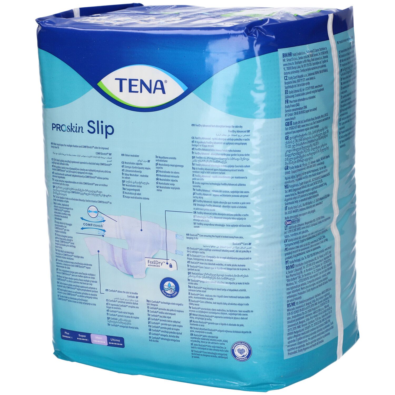 Tena ProSkin Slip Maxi Windelhose, Größe M, 10 Stück. Mit Komfi-Stretch und Feuchtigkeitsskala.