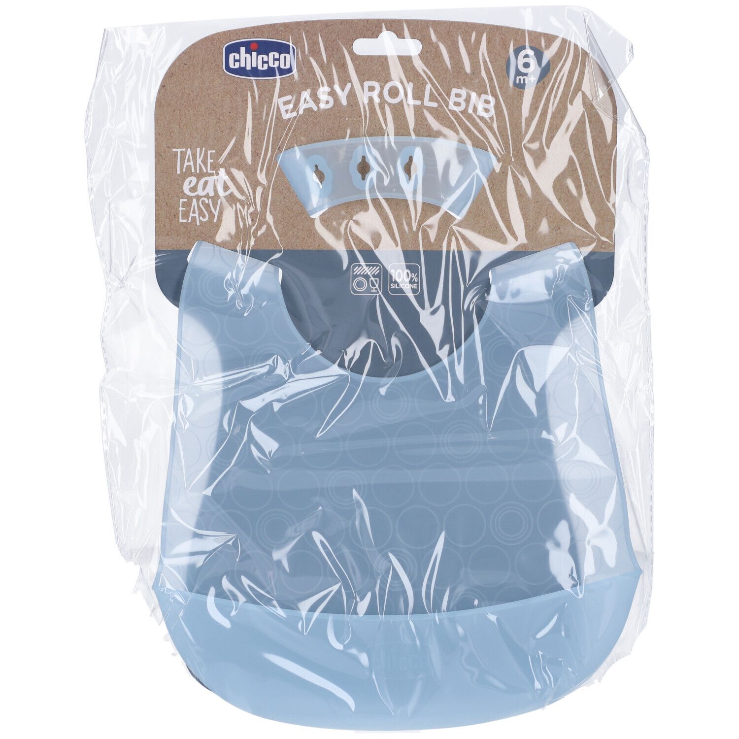 Chicco Easy Roll Bib Bavaglino In Silicone Con Tasca Azzurro