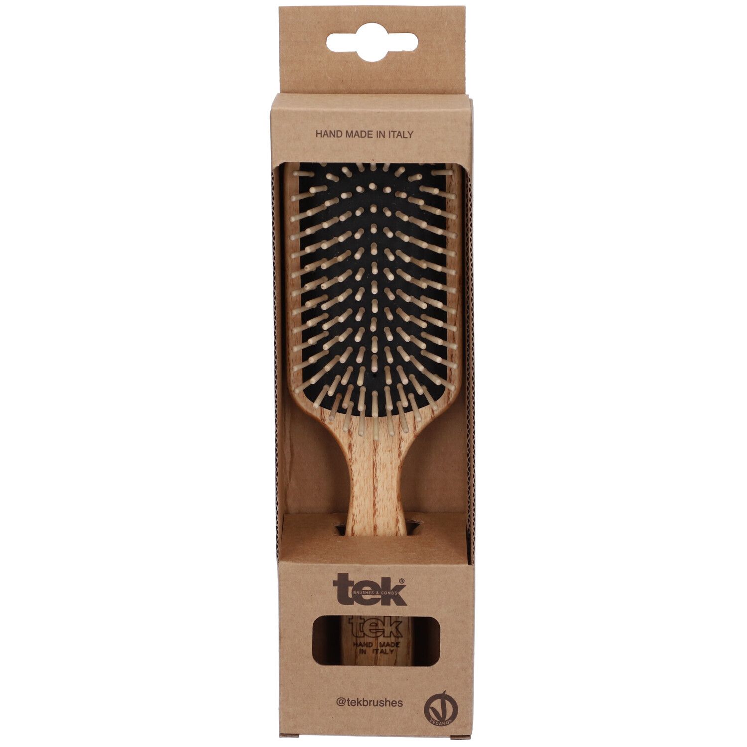 Tek Spazzola Grande per Capelli Rettangolare con Denti Corti in Legno
