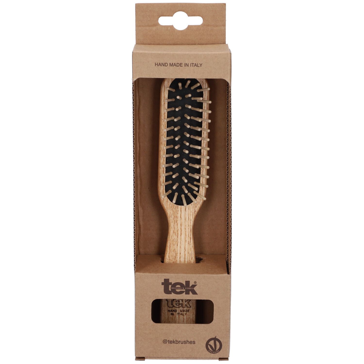 Tek Spazzola per Capelli Rettangolare Piccola con Denti Corti in Legno