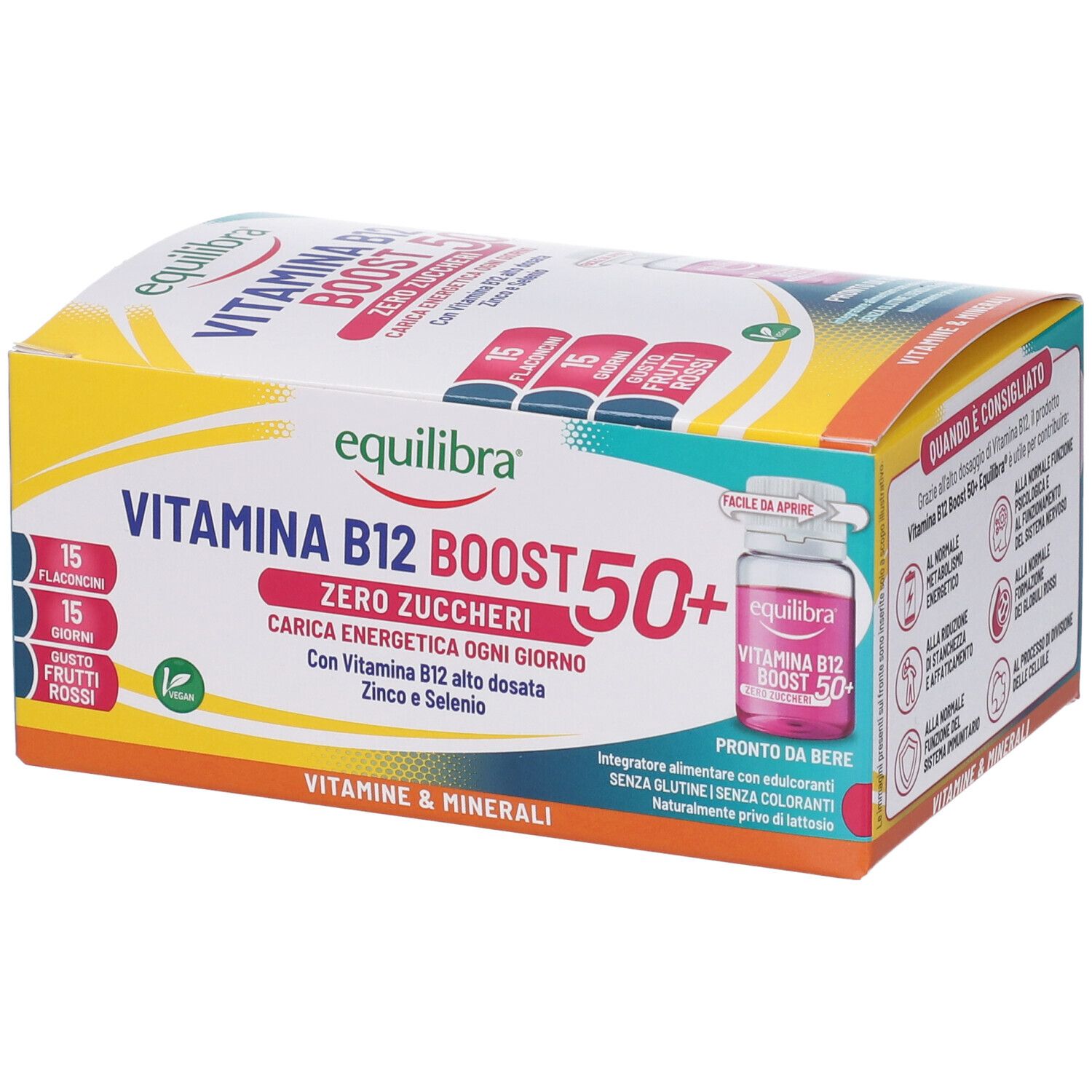 Equilibra Vitamina B12 Boost 50+ in Flaconcini Gusto Frutti Rossi