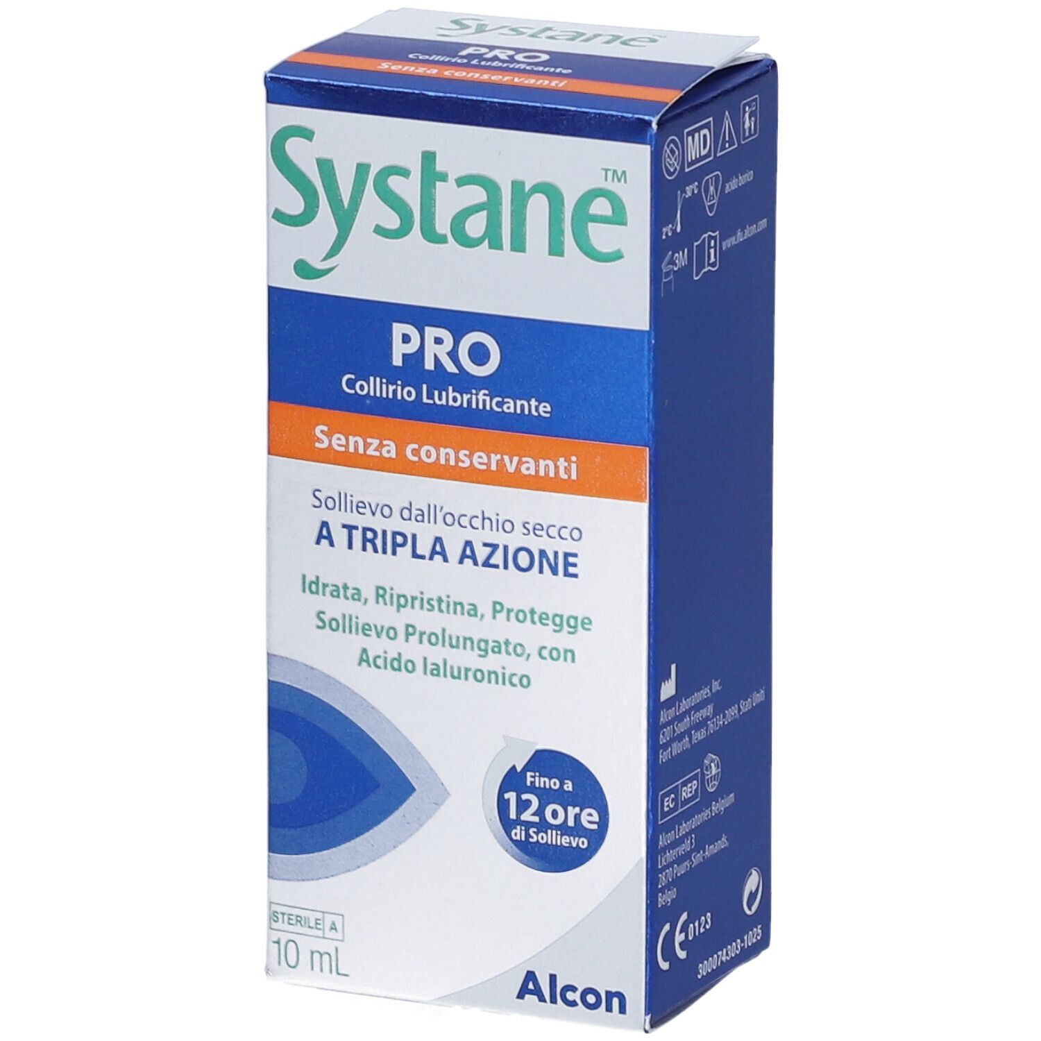 Systane Pro Augentropfen, 10ml Packung mit Anwendungshinweisen.