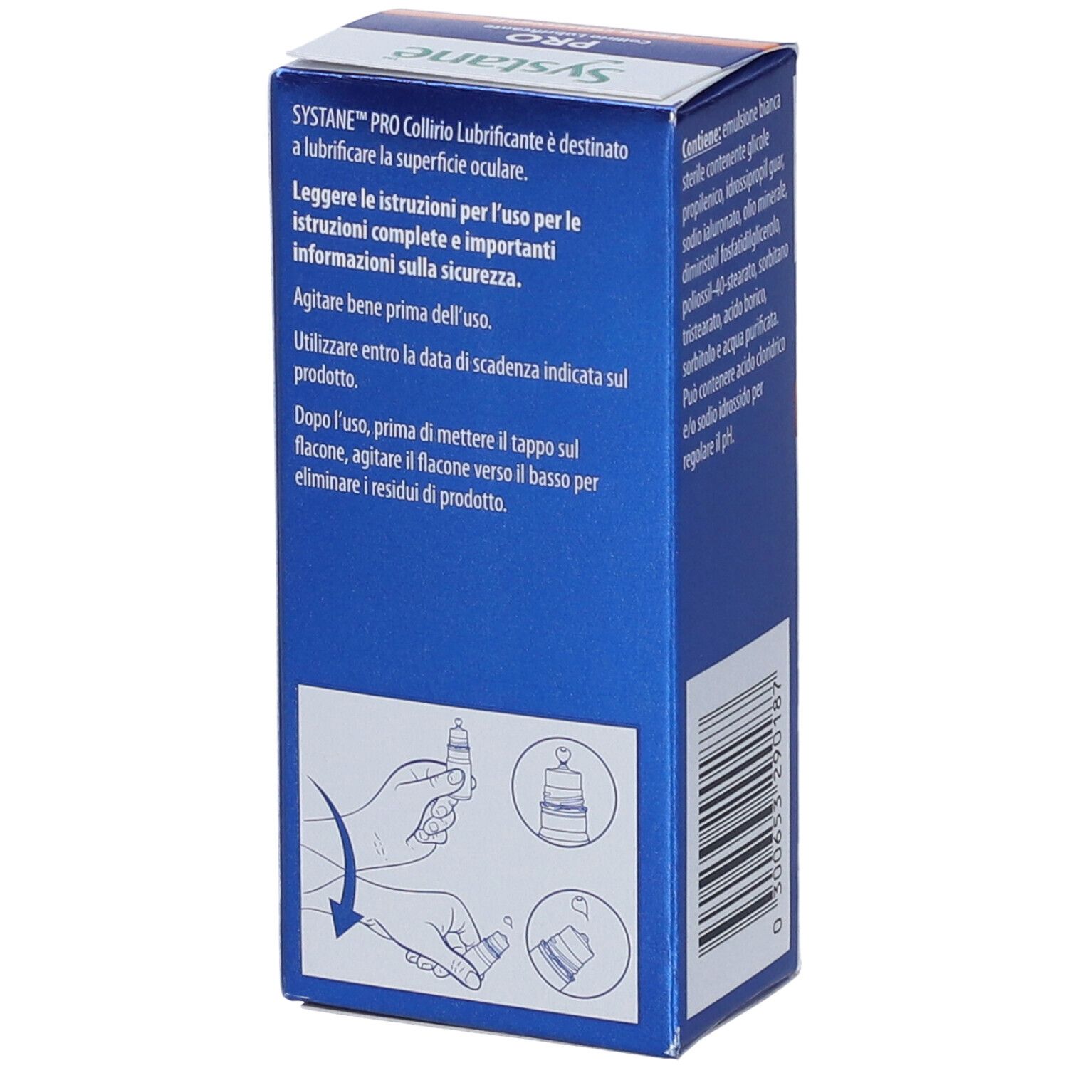 Systane Pro Augentropfen, 10ml Packung mit Anwendungshinweisen.