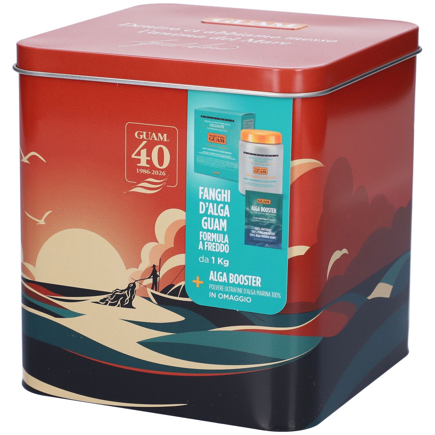 Guam Set Fanghi d'Alga Freddi + Alga Booster Polvere Ultrafine + Latta Rossa Omaggio