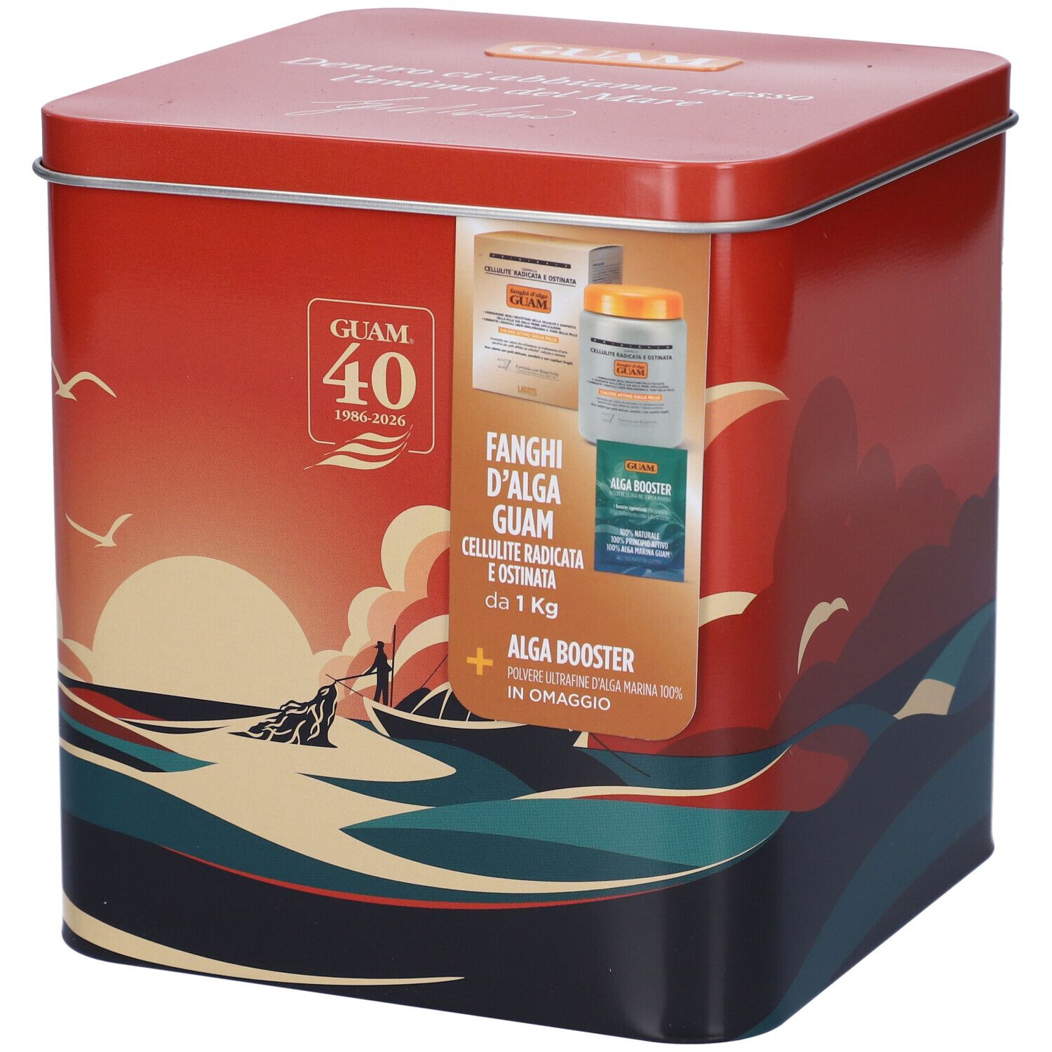 Guam Set Fanghi D´Alga Cellulite Radicata + Alga Booster Polvere Ultrafine + Latta Rossa Omaggio