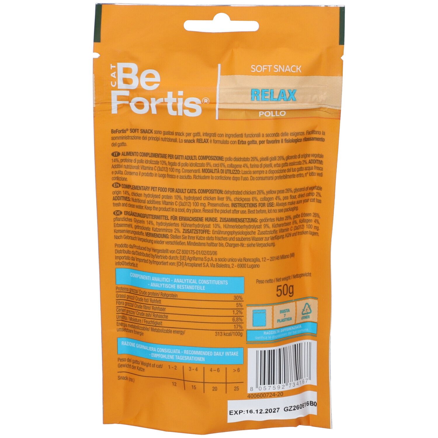 Arcaplanet Petz Health Befortis Cat Snack Soft Relax Gatti
