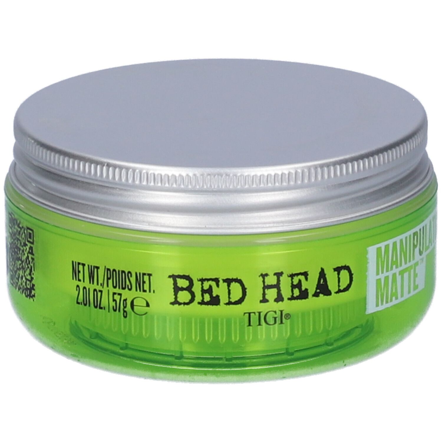 Grüner Tiegel mit silbernem Deckel, Bed Head.