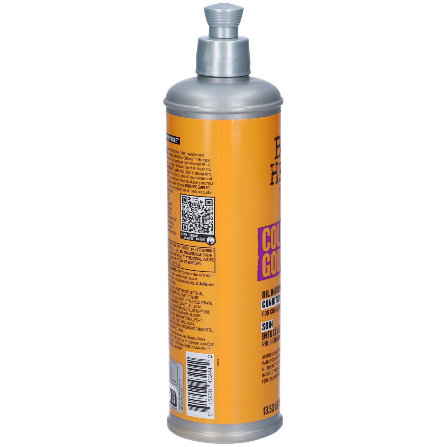Bed Head Curls Rock Oil Infused Conditioner in orangefarbener Flasche mit Pumpspender.