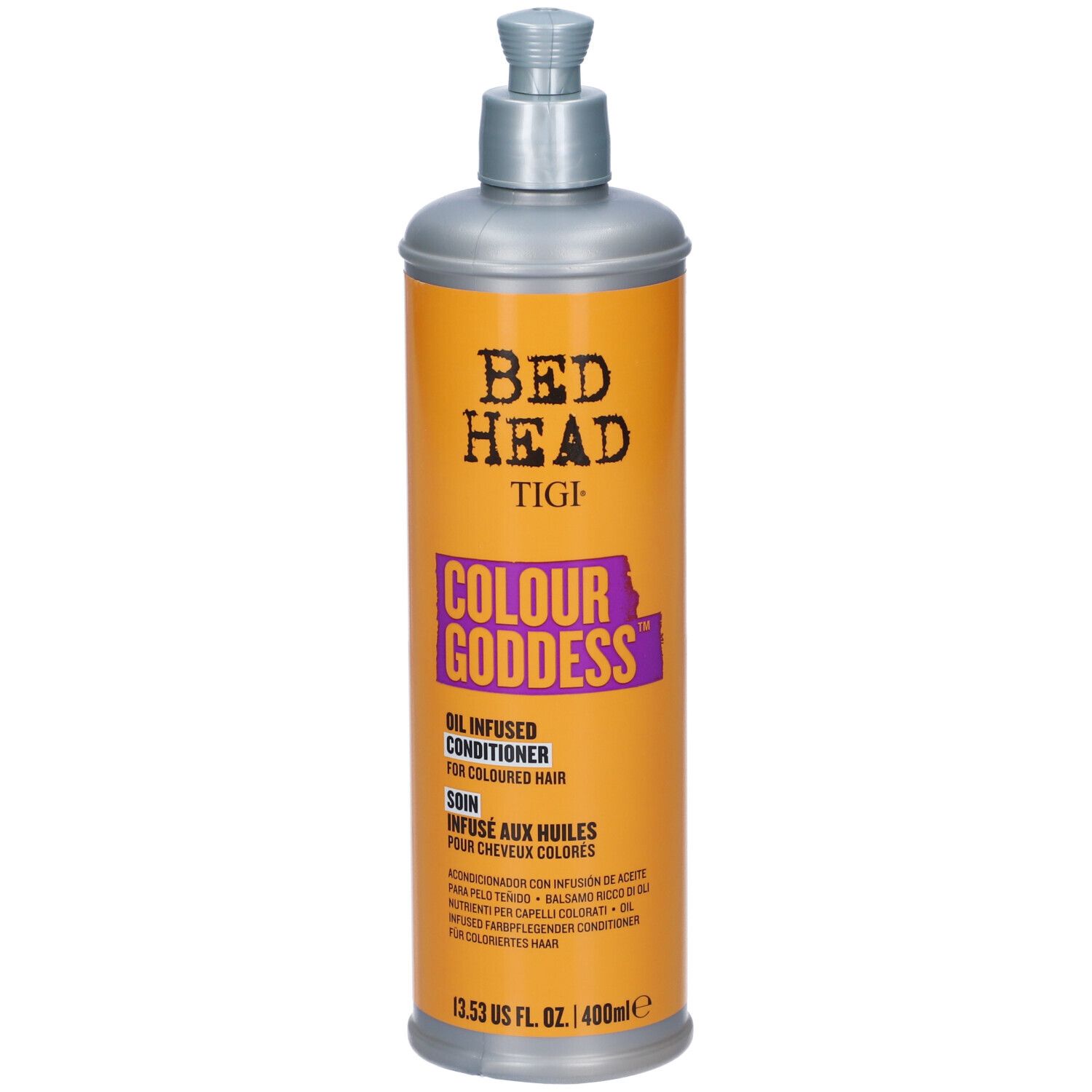 Bed Head Colour Goddess Conditioner in orangefarbener Flasche, 400 ml.