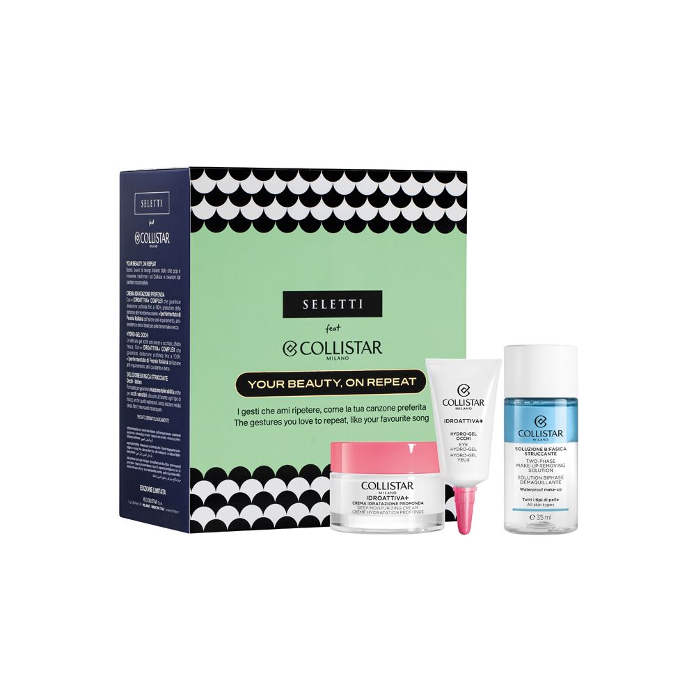 Collistar Cofanetto Idroattiva+ Crema Idratazione Profonda 30ml + Soluzione Bifasica Struccante 35Ml + Idroattiva+ Hydro-Gel Occhi Idratazione Fresca 5ml