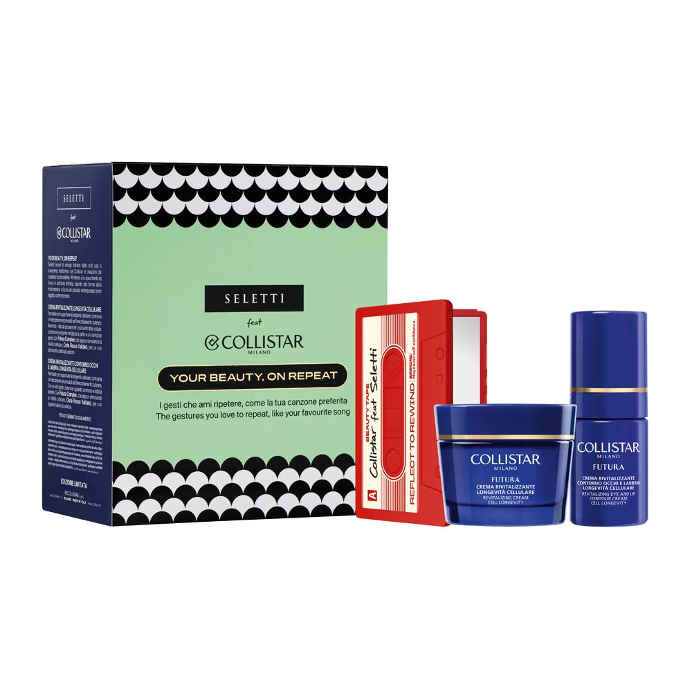 Collistar Cofanetto Futura Crema Rivitalizzante Longevità Cellulare 50ml + Futura Crema Rivitalizzante Contorno Occhi e Labbra Longevità Cellulare 15ml + Specchio da Borsa Seletti