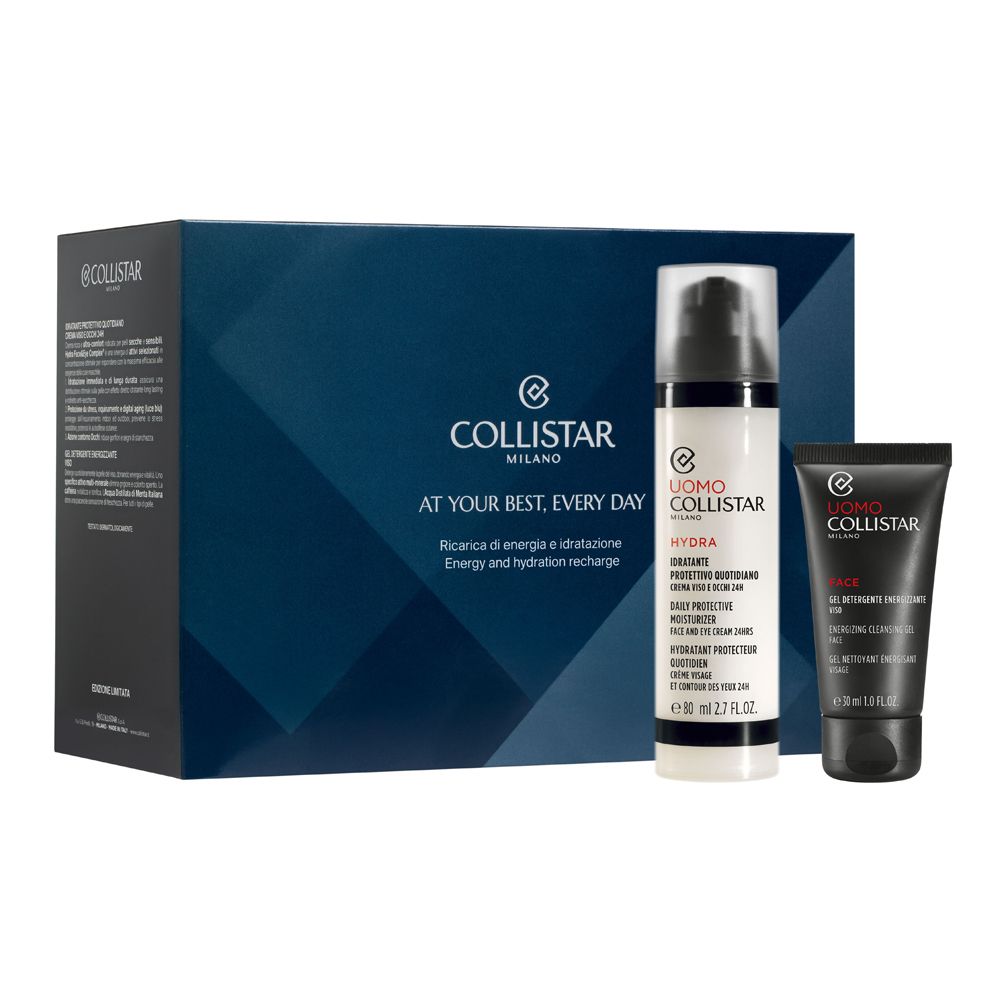 Collistar Cofanetto Idratante Protettivo Quotidiano 80ml + Gel Detergente Energizzante Viso 30ml + Pochette