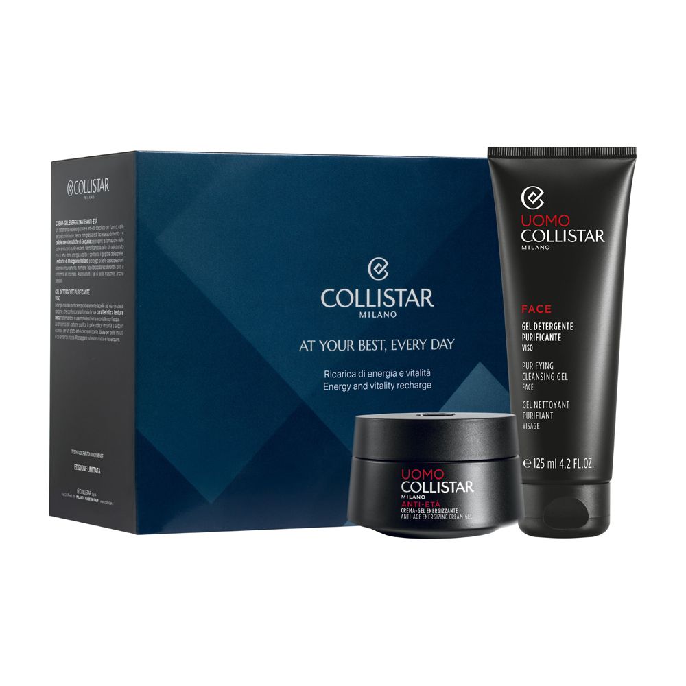 Collistar Cofanetto Crema-Gel Energizzante Anti-Età 50ml + Gel Detergente Purificante Viso 125ml + Pochette
