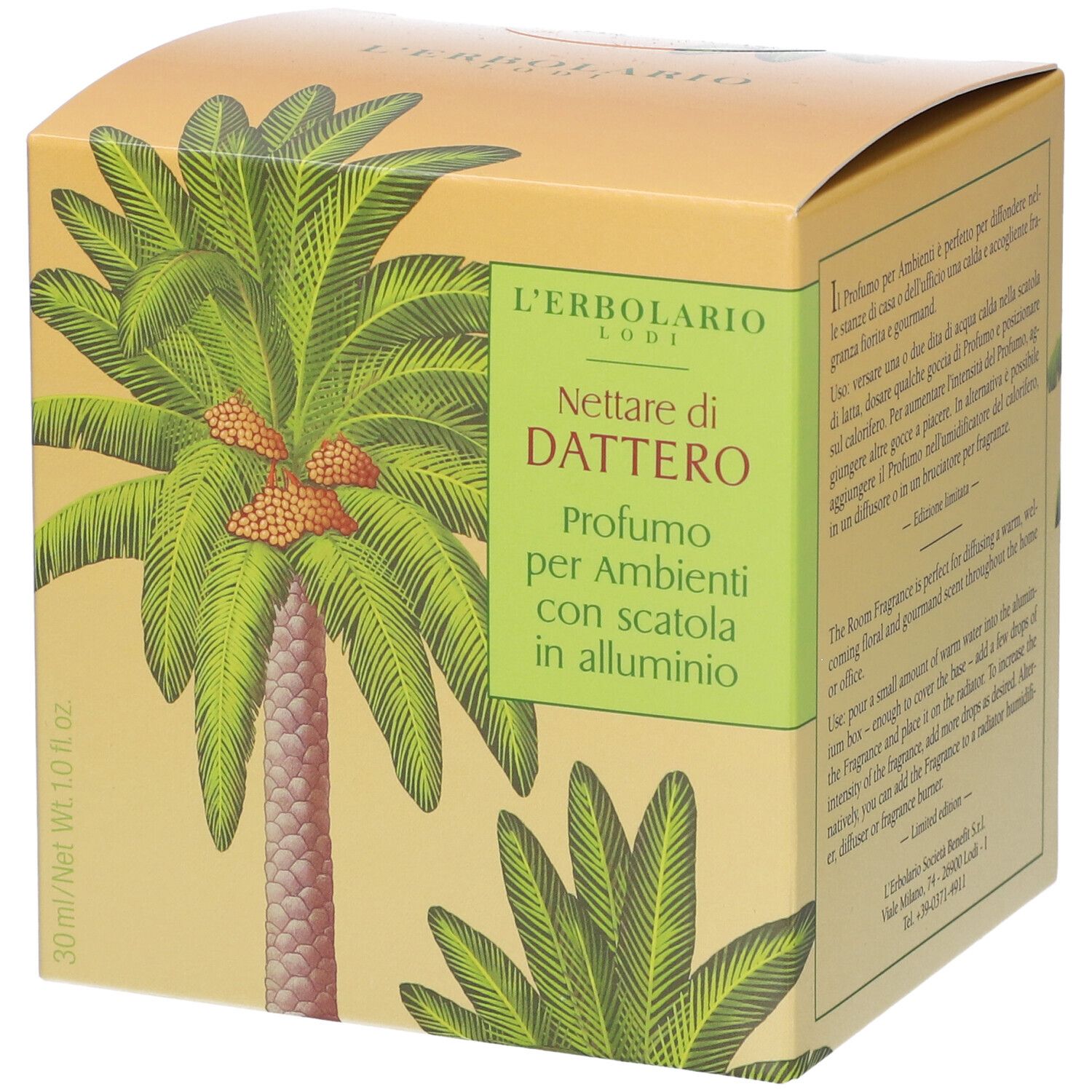 L'erbolario Nettare Di Dattero Profumo Per Ambienti Con Scatola In Alluminio 30 Ml