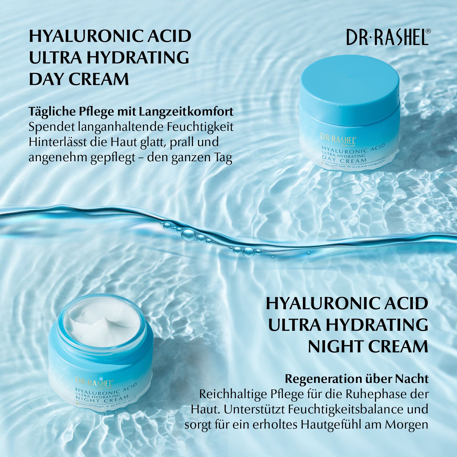 DR RASHEL Gesichtspflege-Set Hyaluronsäure Hyaluronic Acid Serum Cream Toner