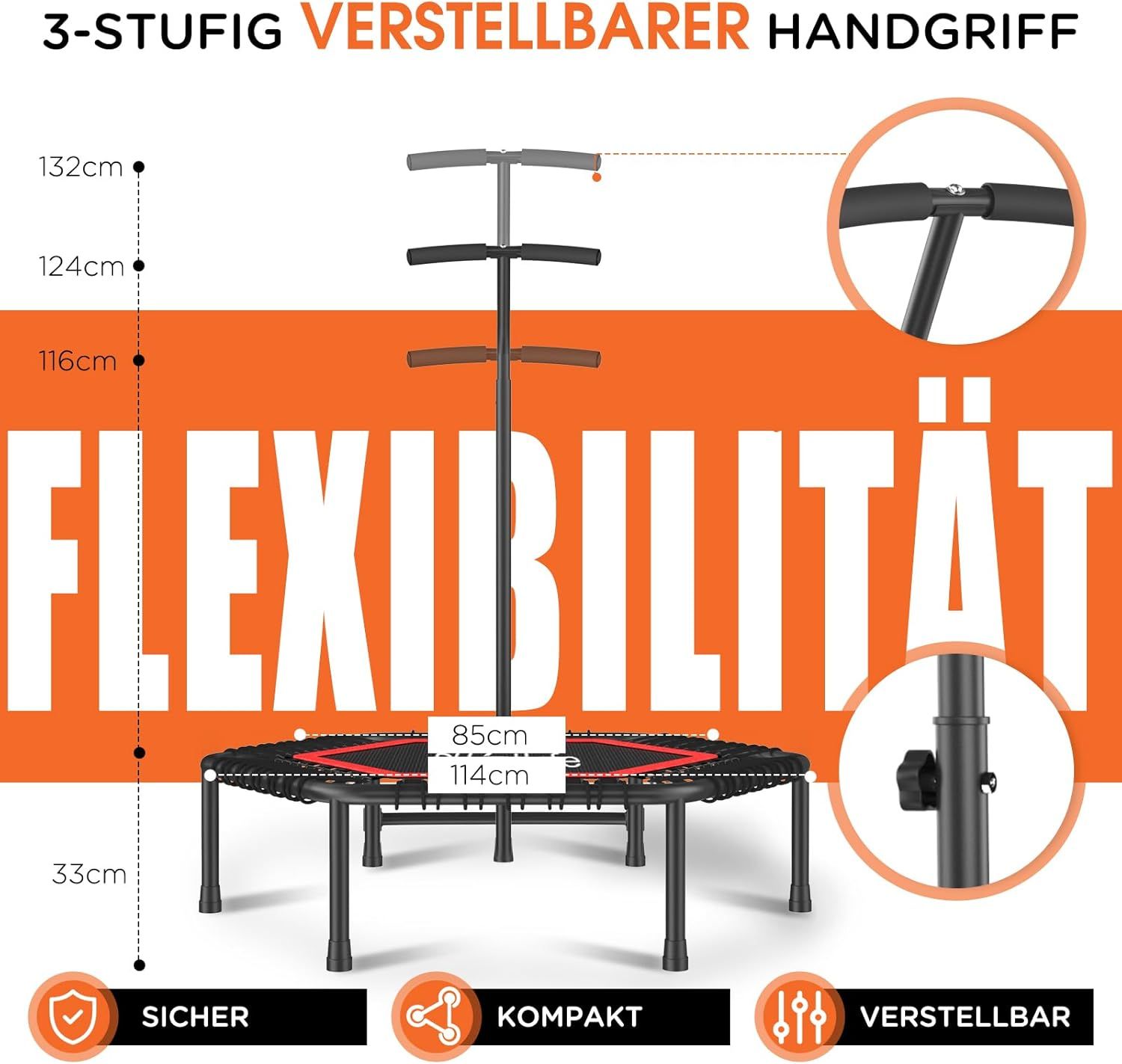 DH FitLife 114cm 45 Zoll Fitness Trampolin in Studioqualität