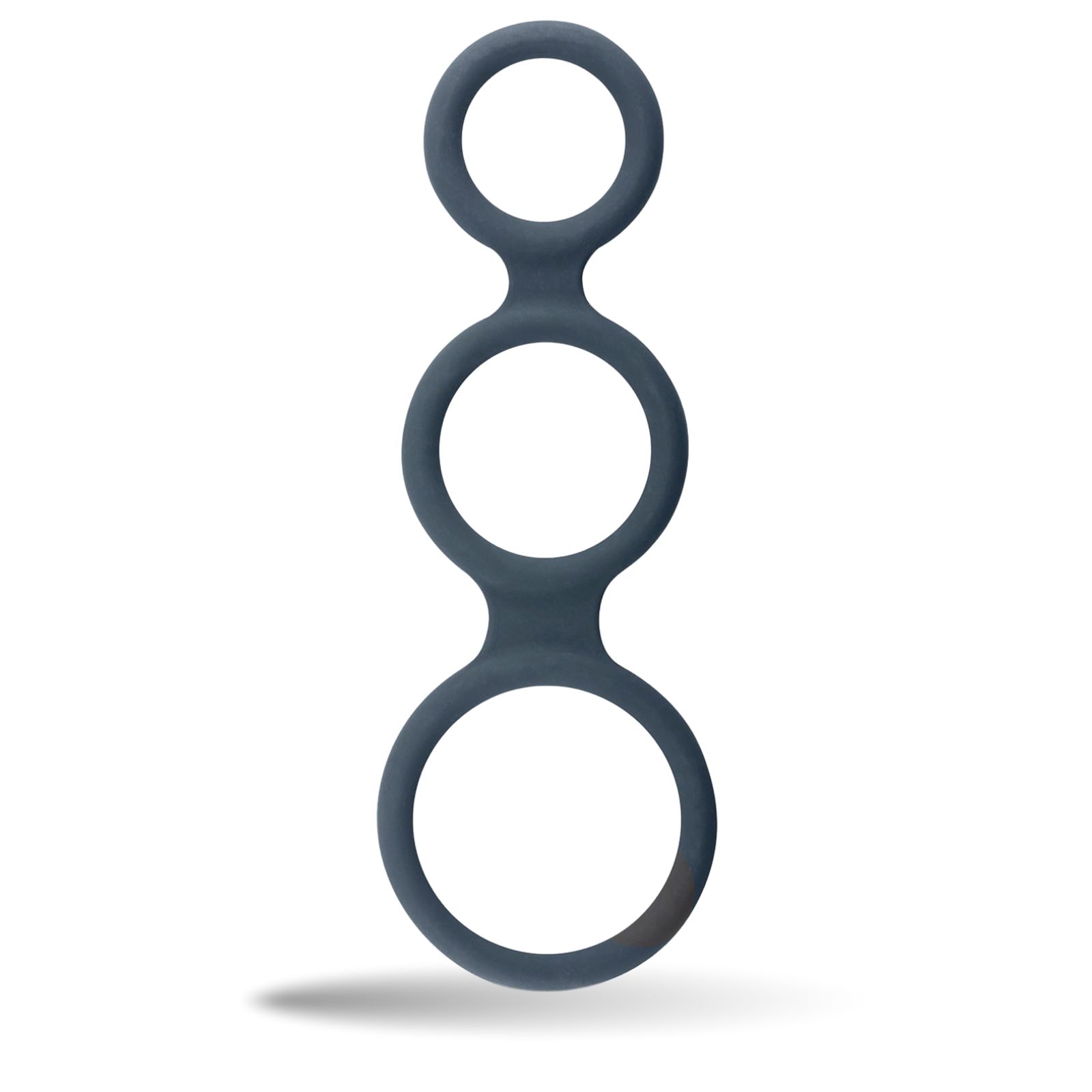 Blauer Penisring mit drei Ringen. Auf weißem Hintergrund.