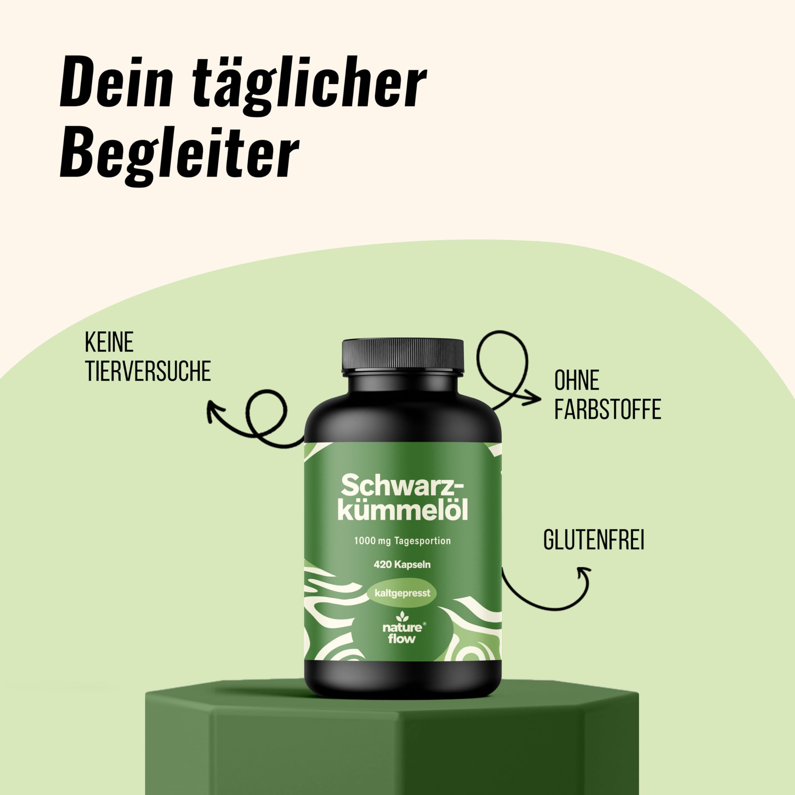 Schwarzkümmelöl Hochdosiert - 420 Kapseln - 7 Monate Vorrat - Nature Flow