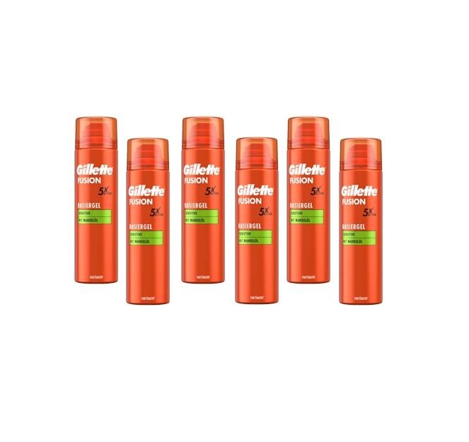 Multipack 6 Stück Gillette Rasiergel, Fusion5 Sensitive, 200 ml