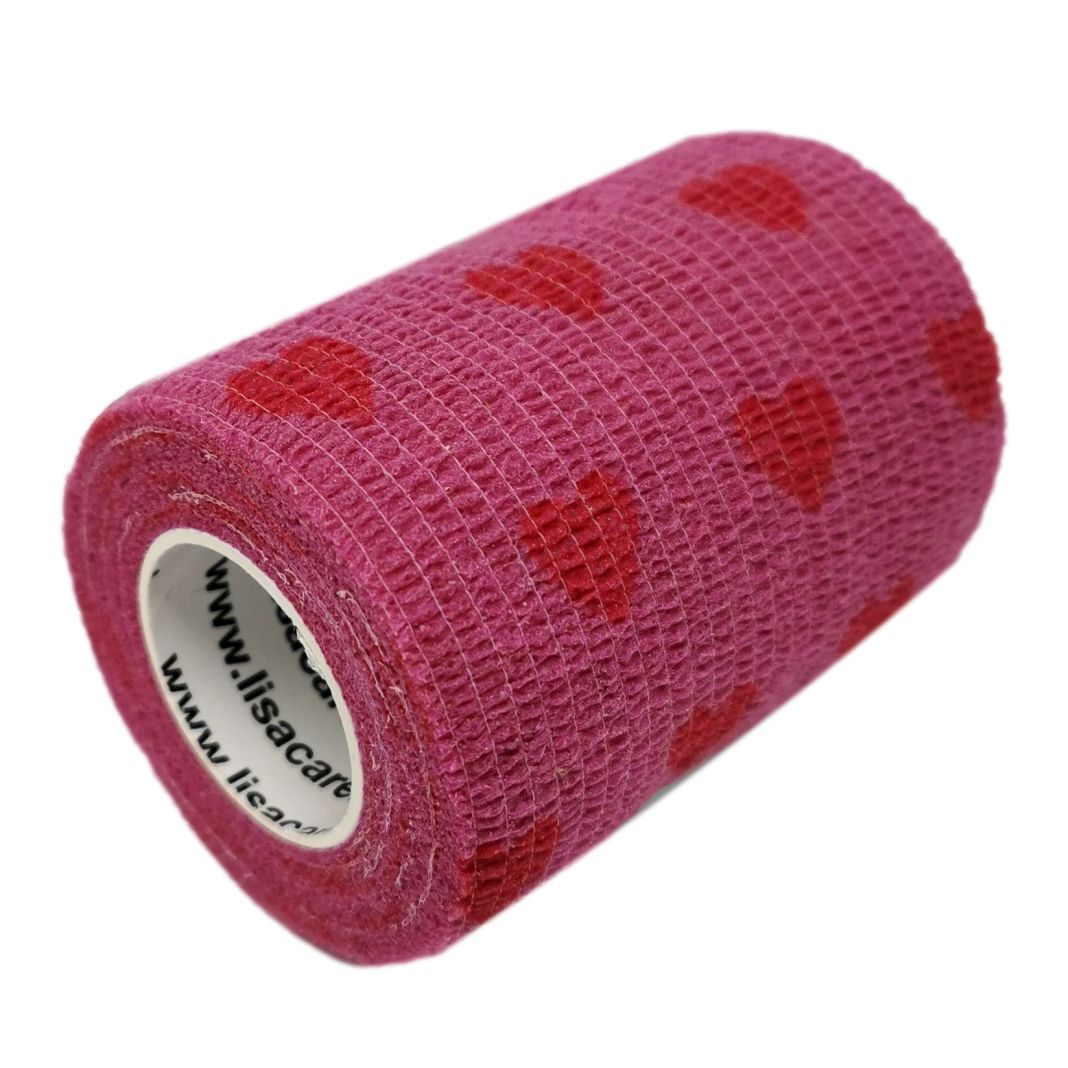 LisaCare selbsthaftende Bandage - Herzen Rosa - 7,5cm x 4,5m