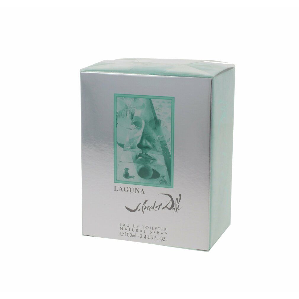 Silberne Verpackung mit türkisfarbenem Gesicht. Der Flakon hat eine einzigartige Form.