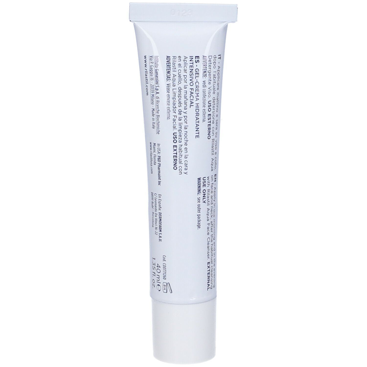 Weiße Tube mit feuchtigkeitsspendender Gesichtscreme, 40 ml.