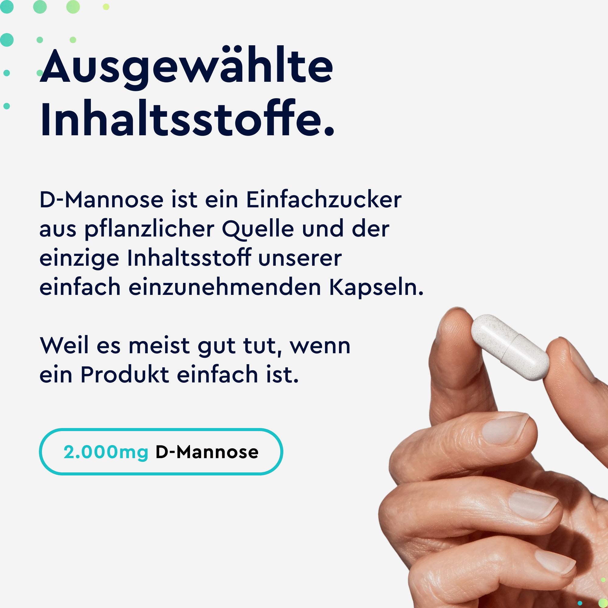 gloryfeel D-Mannose hochdosiert 2000mg - reine D Mannose pro Tagesportion - 180 Kapseln