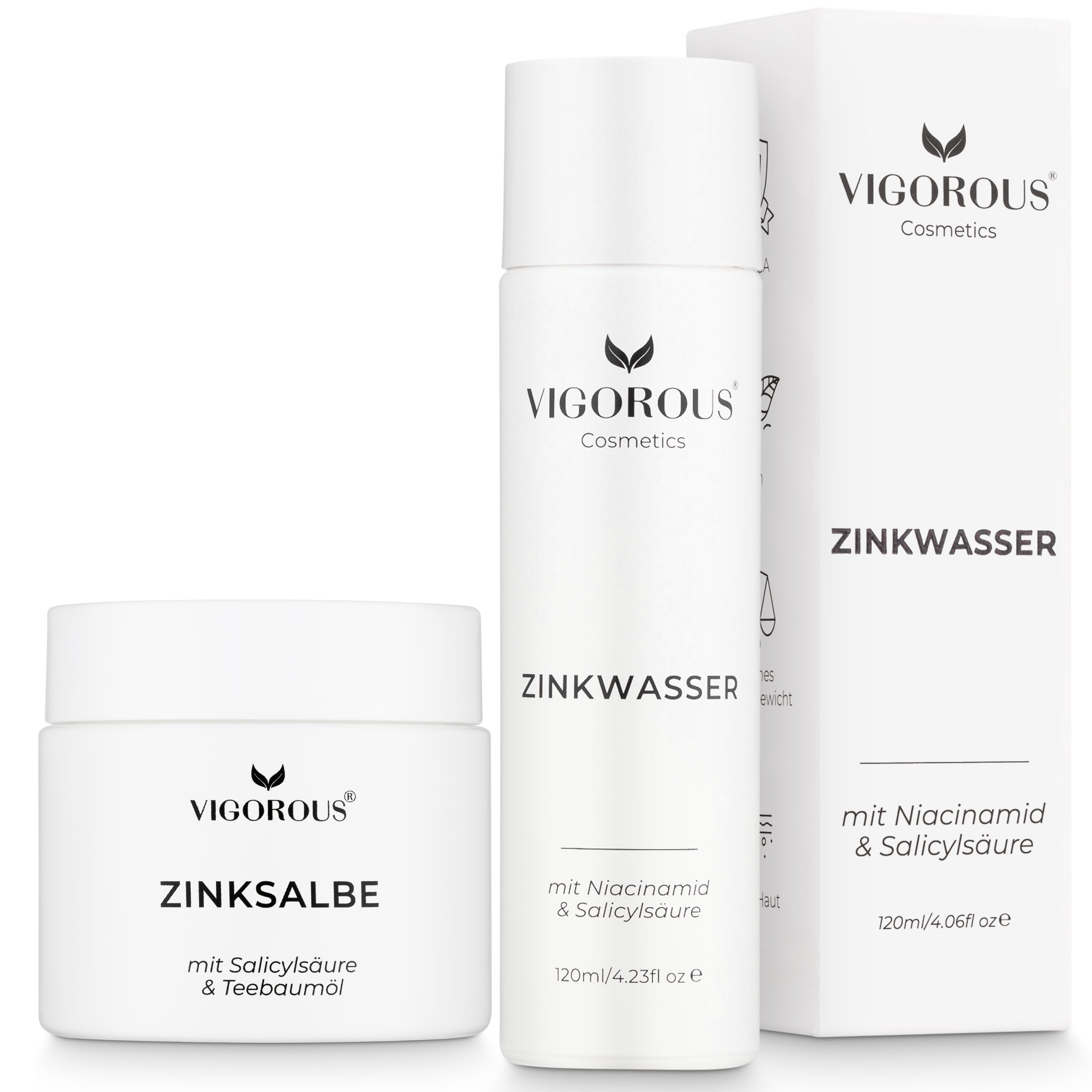 VIGOROUS® Zinkwasser & Zinksalbe gegen Pickel und unreine Haut