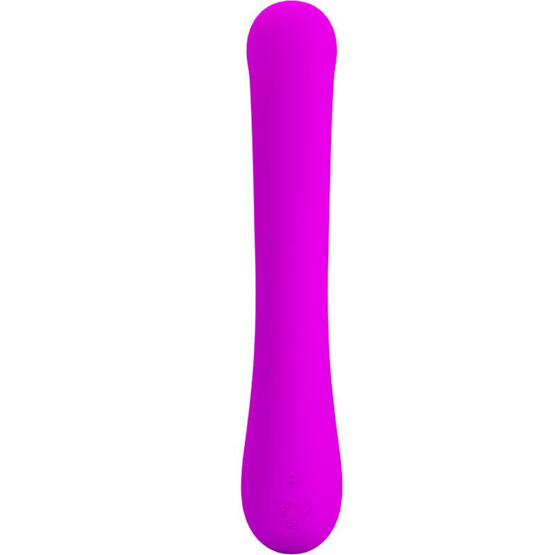 Lila Vibrator mit gerader Form und abgerundeter Spitze. Aus Silikon.