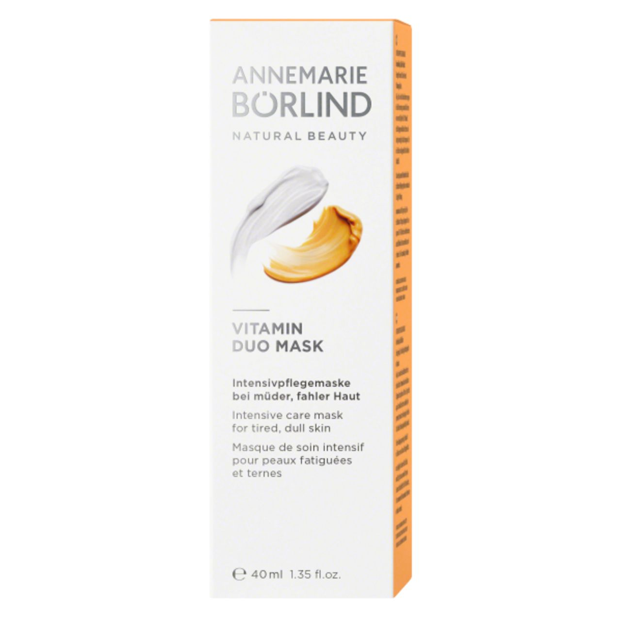 ANNEMARIE BÖRLIND Vitamin Duo Mask. Weiße Verpackung mit Produktabbildung und Text. 40ml.