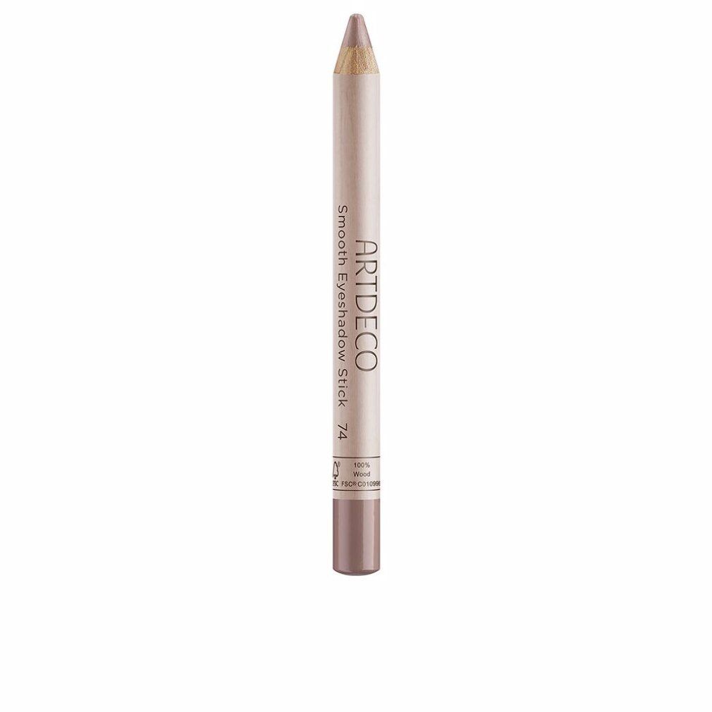Artdeco Smooth Eyeshadow Stick, Stiftform, hellbraun. Aufschrift: Smooth Eyeshadow Stick 74. Mit Spitze und Verschluss.