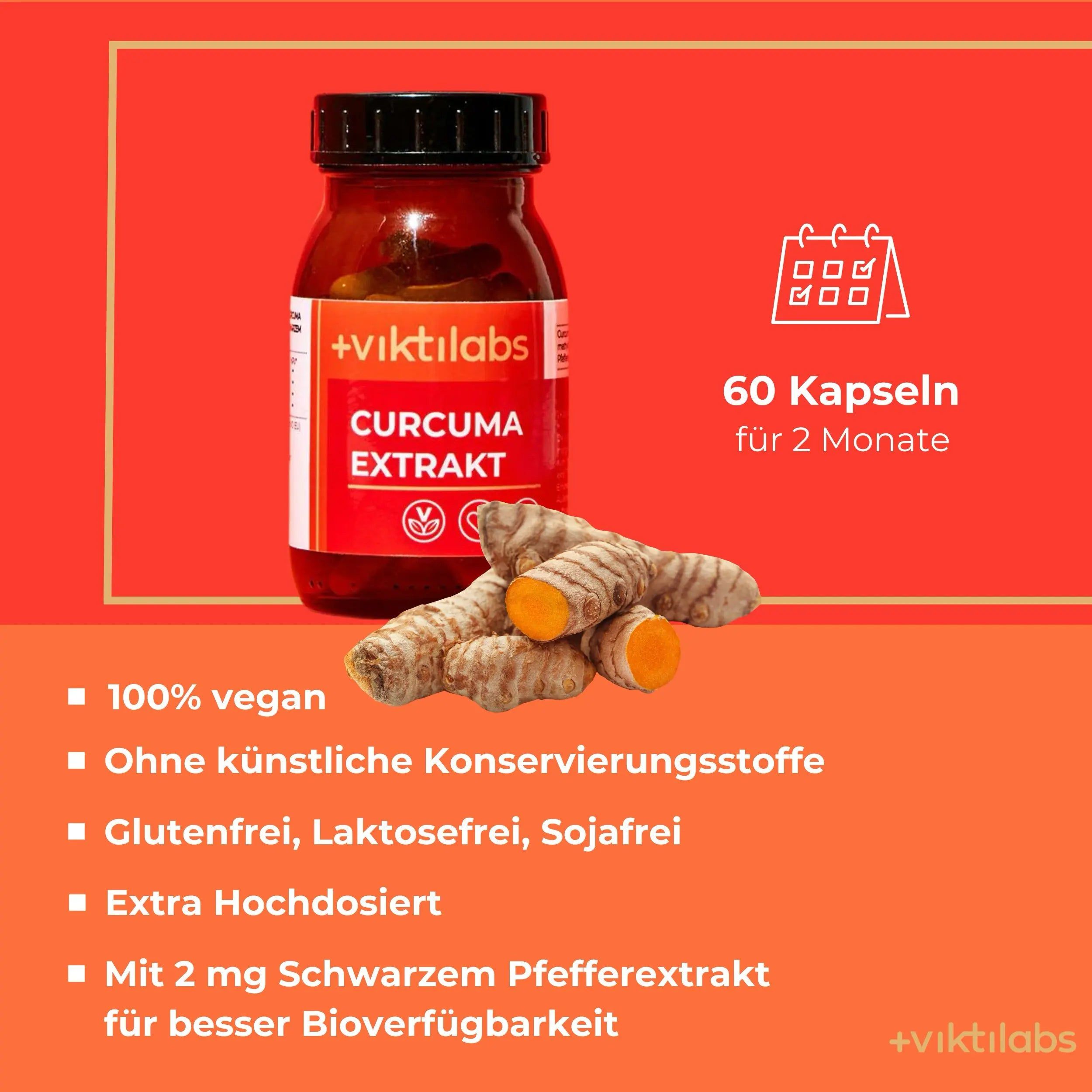 Viktilabs Kurkuma: Kombination aus Extrakt, Pulver und Piperin