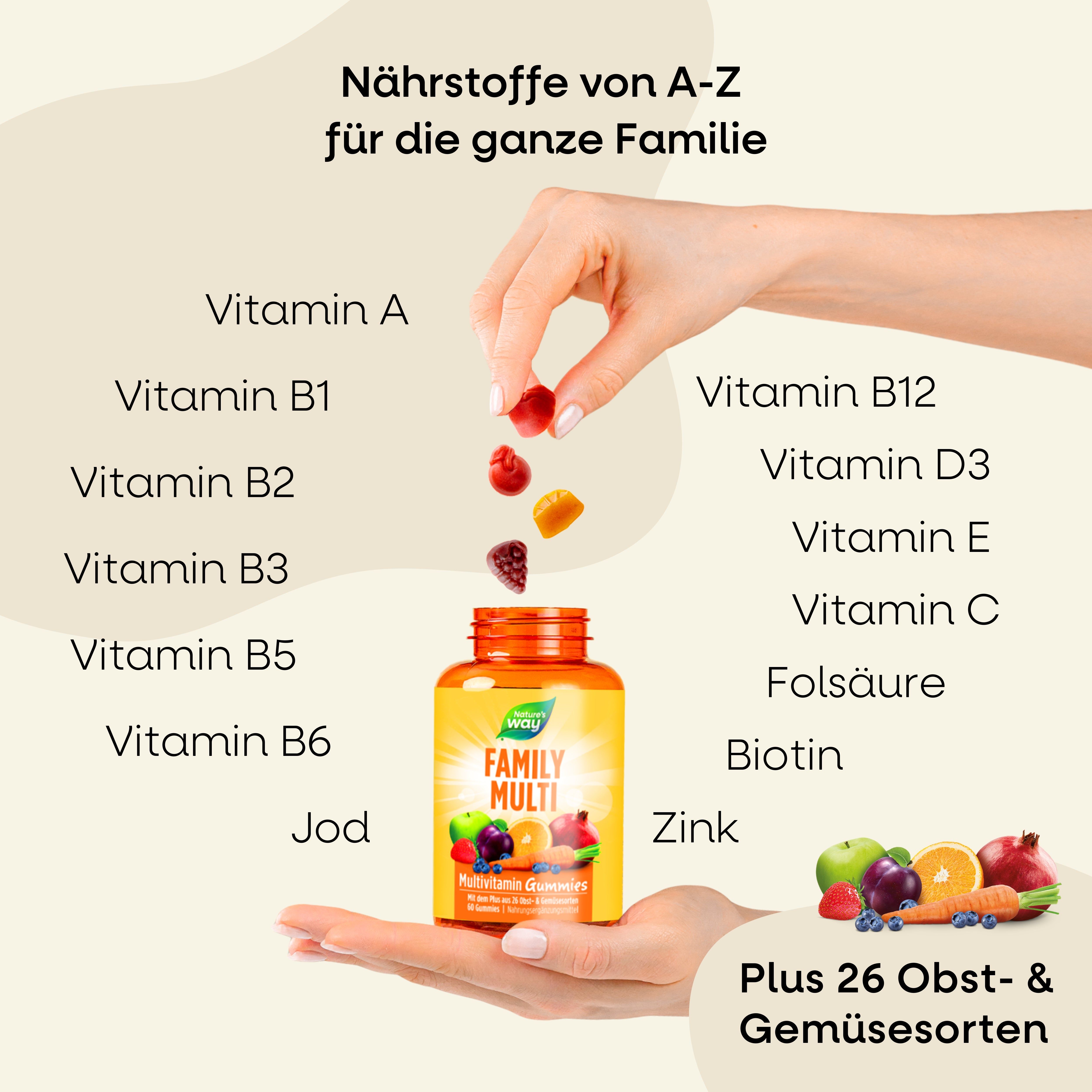 Nature's Way Family Multi Multivitamin Gummies - Vitamin B Komplex - mit Vitamin C & Zink