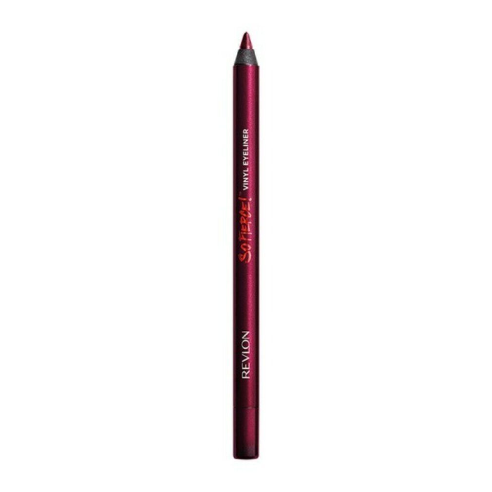 Roter Revlon So Fierce Vinyl Eyeliner. Spitze, zylindrische Form. Roter Stift mit roter Schrift.