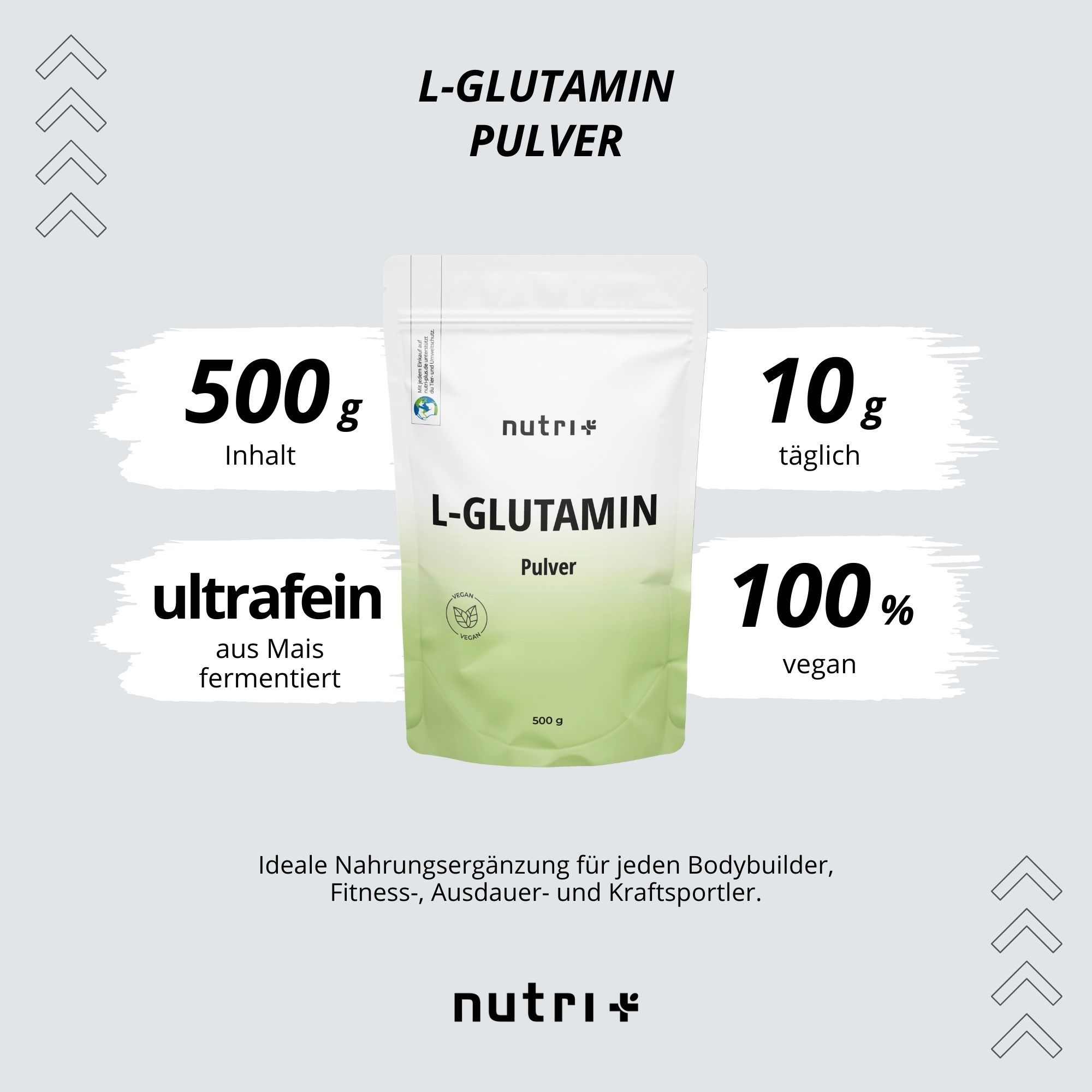 nutri+ L-Glutamin Pulver 500g Aminosäure