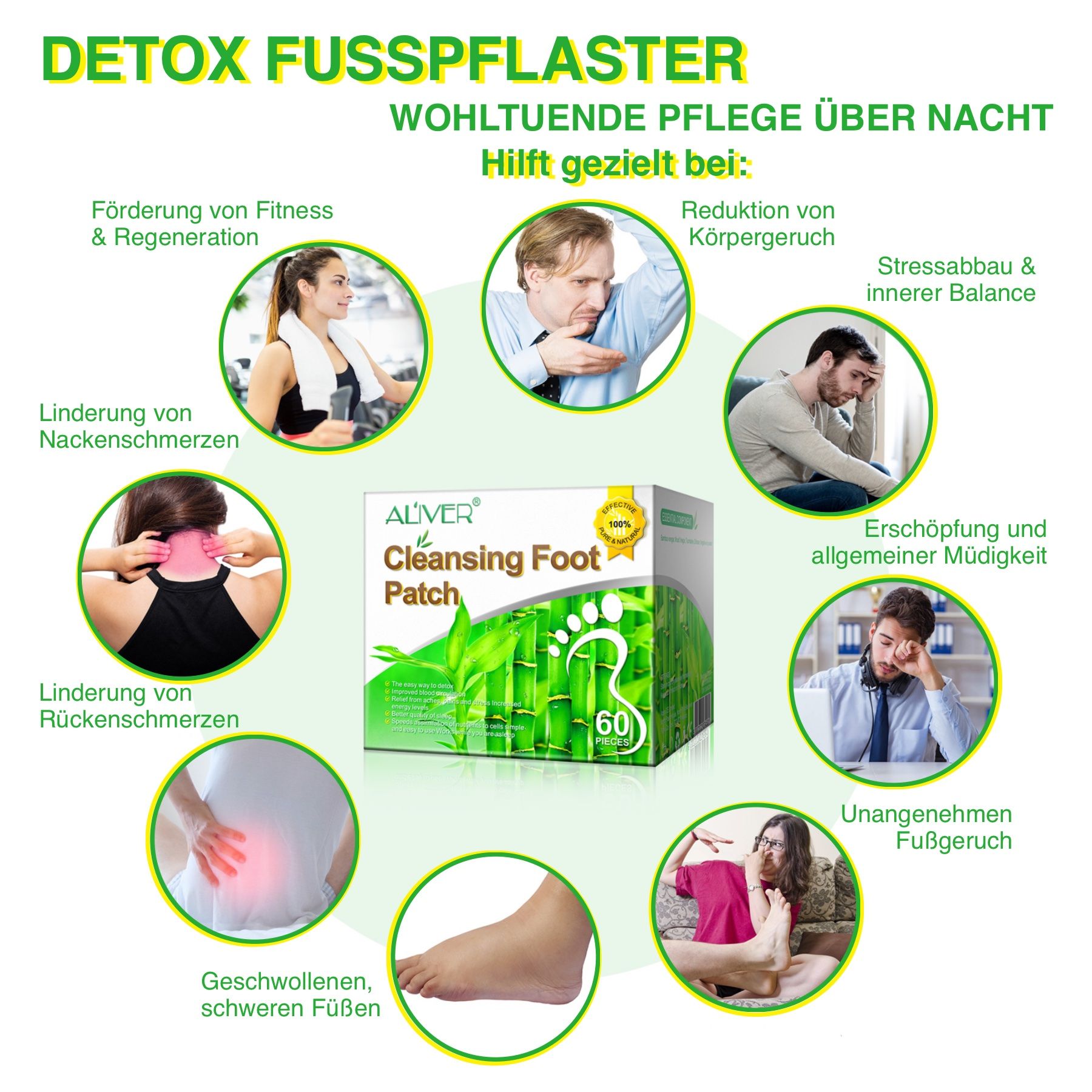 ALIVER Fußpflaster Detox mit Bambusessig und Ingwer Extrakt