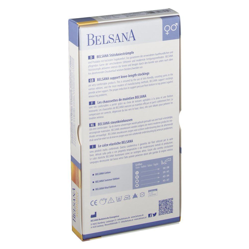 BELSANA Sommer Edt. Stützkniestrumpf Gr. 45-47 Farbe weiß