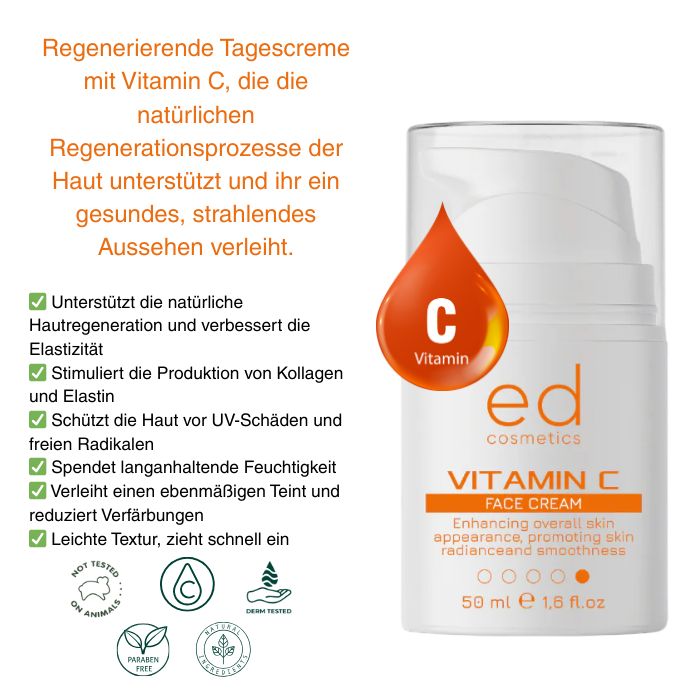 ED COSMETICS Vitamin-C Tagespflege – Antioxidativ, Reduziert Pigmentflecken & ANTI-AGING