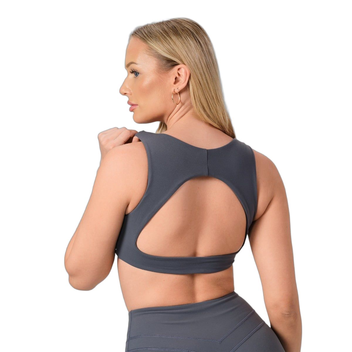 GymBeam Sport-BH Damen mit breiten Trägern und Open-Back-Design Iron