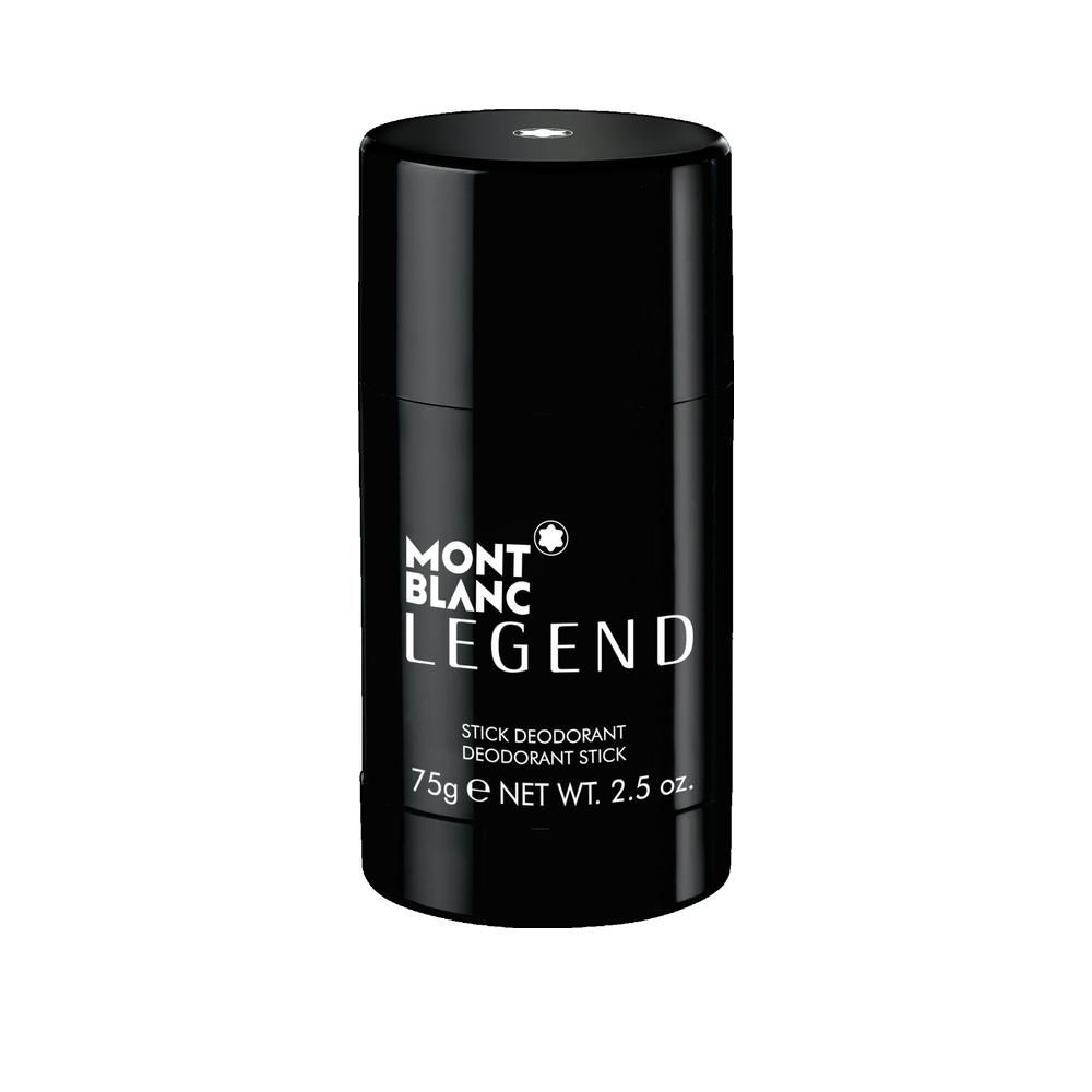 Schwarzer Deostift. Aufschrift: MONTBLANC LEGEND, STICK DEODORANT, 75g e NET WT. 2.5 oz.