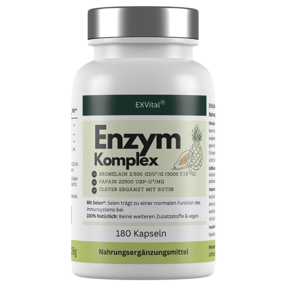 EXVital® Enzym Komplex, mit 800mg Bromelain (5000 F.i.p), 300mg Papain, Rutin & Selen 156 g Kapseln
