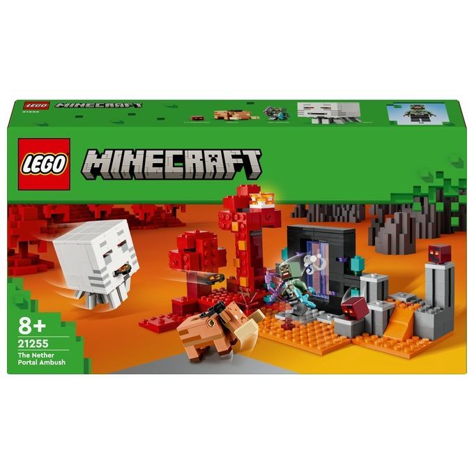 LEGO Minecraft 21255 Agguato nel Portale del Nether, Gioco per Bambini di 8+ Anni, Set con Scene di