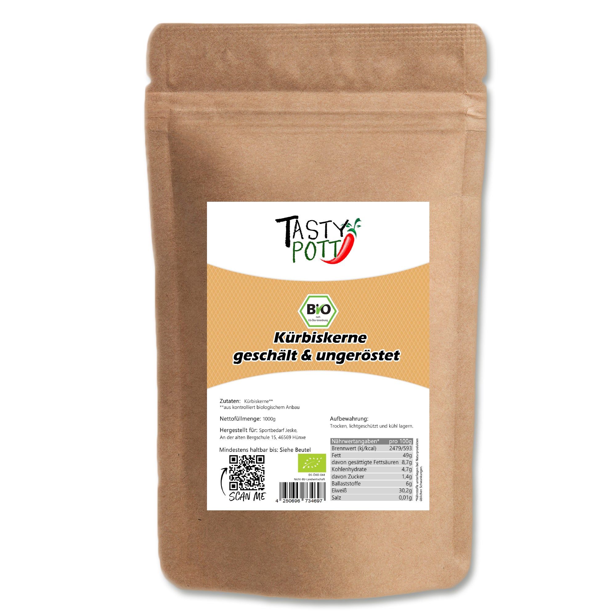 Tasty-Pott Tasty Pott Bio Kürbiskerne geschält & ungeröstet 1 St