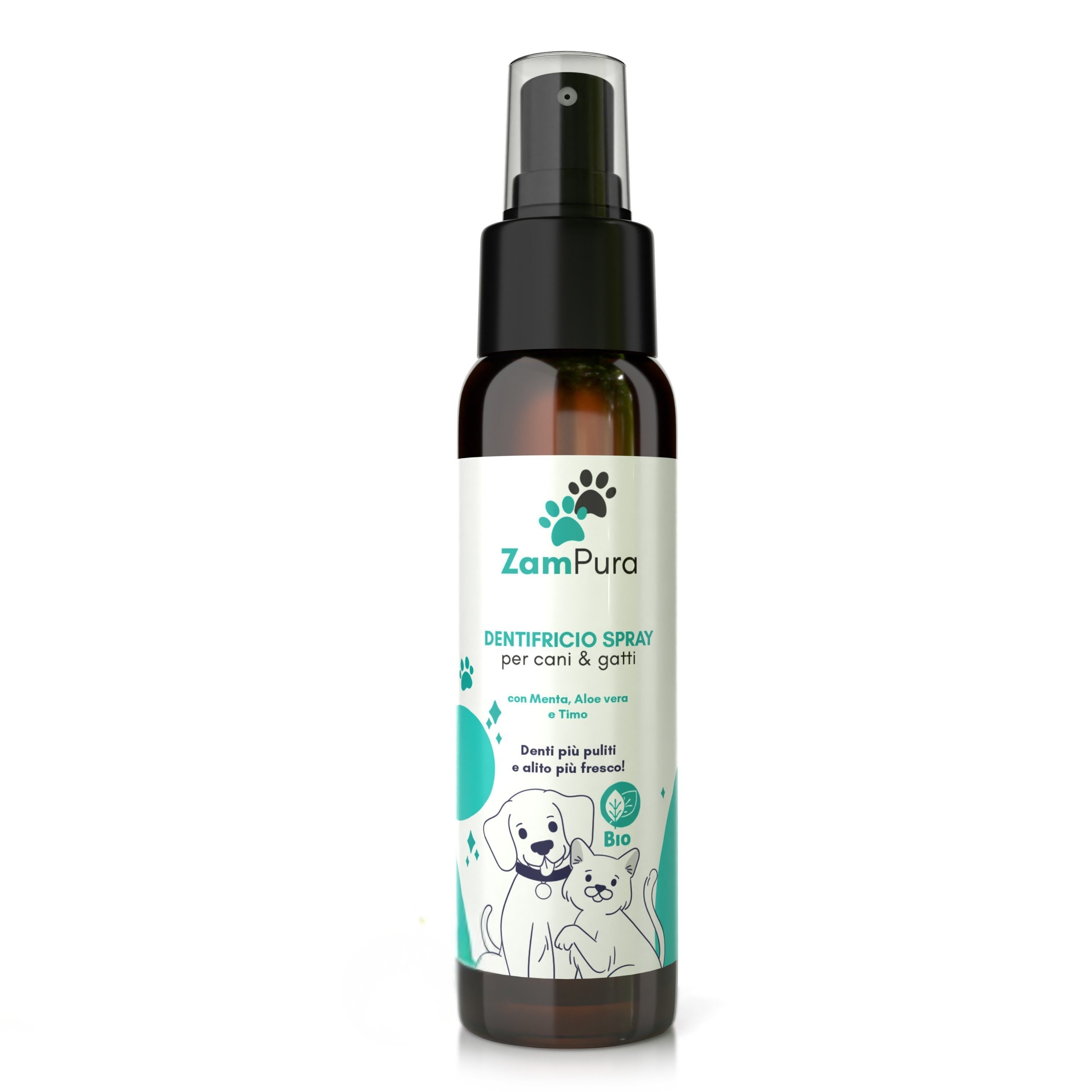 ZamPura Dentifricio Spray per Cani e Gatti – Igiene Orale, Alito Fresco, Anti-Tartaro