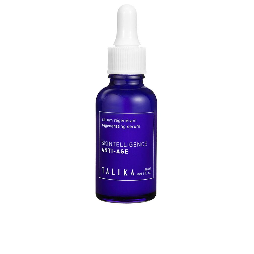 Talika Skintelligence Anti-Aging Serum in einer blauen Glasflasche mit Pipettenverschluss.